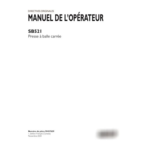 Case SB521 baler pdf operator's manual FR (90437659)