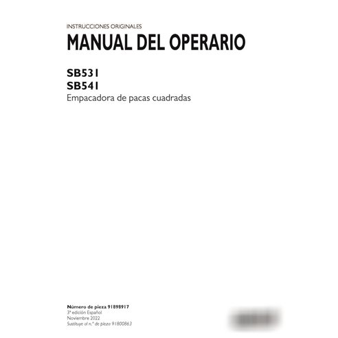 Case SB531, SB541 baler pdf operator's manual ES (91898917)