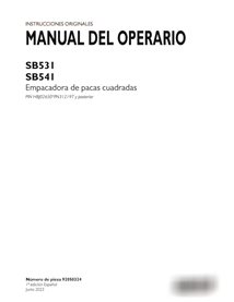 Manual del operador de la empacadora Case SB531, SB541 PIN xPN312197 (PDF) ES (92050324)