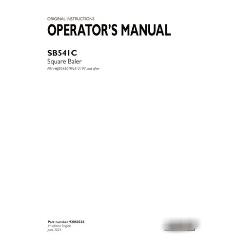 Case SB541C xPN312197- baler pdf operator's manual  (92050326)
