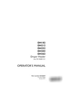 Boîtier DH182, DH212, DH 252, DH302, DH362 PIN YBZB01431 - Manuel d'utilisation PDF de l'en-tête Draper (84548697)