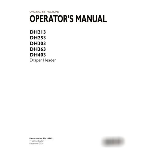 Manuel d'utilisation PDF de l'en-tête Draper Case DH213, DH253, DH303, DH363, DH403 (90439865)