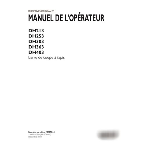 Manual del operador de cabezales de cortina Case DH213, DH253, DH303, DH363 y DH403 (PDF, FR) (90439864)