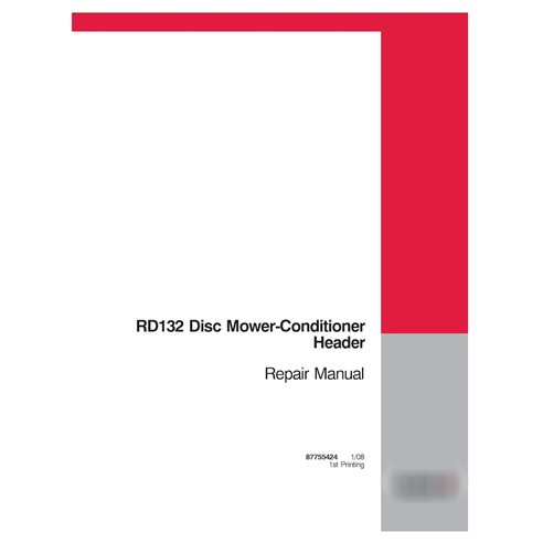 Manuel de service PDF pour en-tête de disque Case RD132 (87755424)