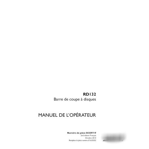 Case RD132 disc header pdf operator's manual FR (84309719)