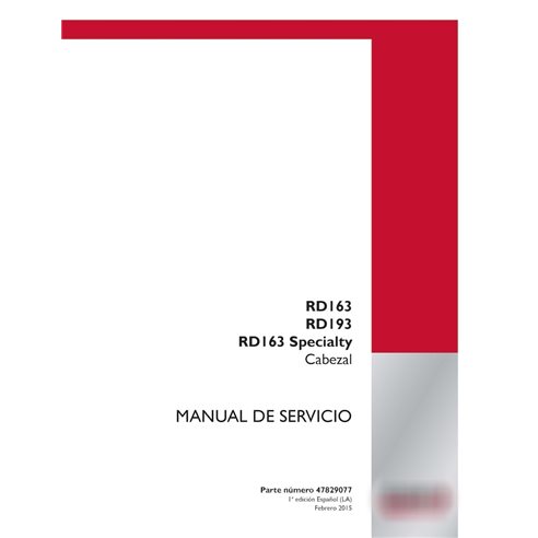 Manual de servicio del cabezal de disco especial Case RD163, RD193, RD163 (PDF) ES (47829077)
