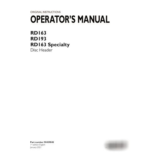 Manuel d'utilisation PDF de l'en-tête de disque spécial Case RD163, RD193, RD163 (90439848)