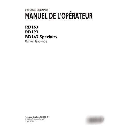 Manual del operador del cabezal de disco especial RD163, RD193, RD163 (PDF) FR (90439849)