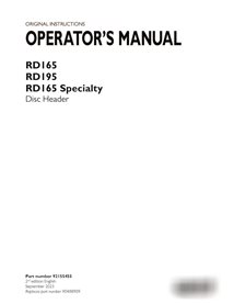 Case RD165, RD195, RD165 Specialty disc header pdf operator's manual  (92155455)