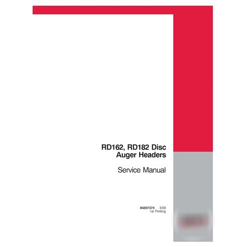 Manual de serviço em PDF do cabeçalho do disco Case RD162, RD182 (84207374)