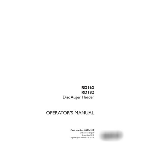 Manual del operador del cabezal de disco Case RD162, RD182 (PDF) (84264312)