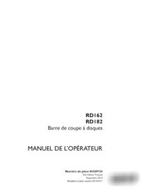 Manual do operador do cabeçalho do disco Case RD162, RD182 em PDF FR (84309724)