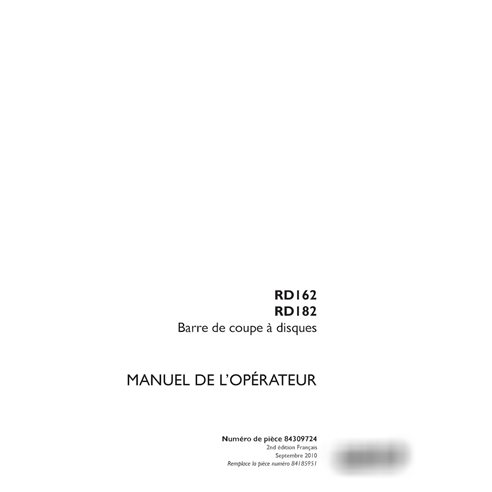 Case RD162, RD182 disc header pdf operator's manual FR (84309724)