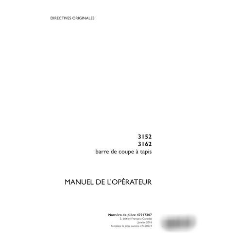 Manuel d'utilisation PDF de l'en-tête Draper Case 3152, 3162 FR (47917307)