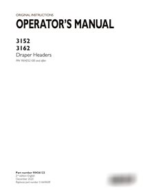 Case 3152, 3162 PIN YKH052100- draper header pdf operator's manual  (90436123)
