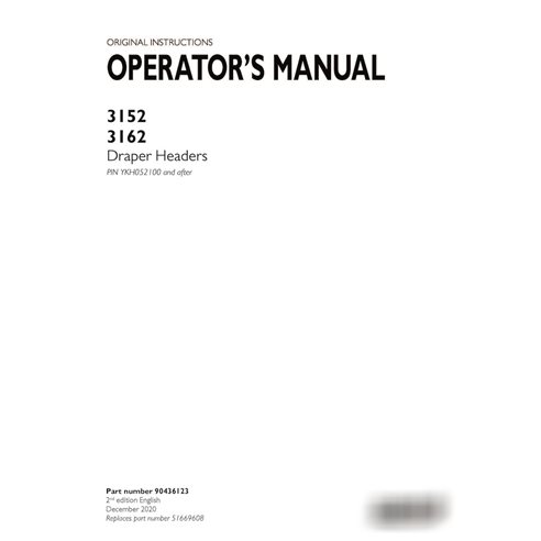 Caja 3152, 3162 PIN YKH052100 - Manual del operador del cabezal Draper (PDF) (90436123)