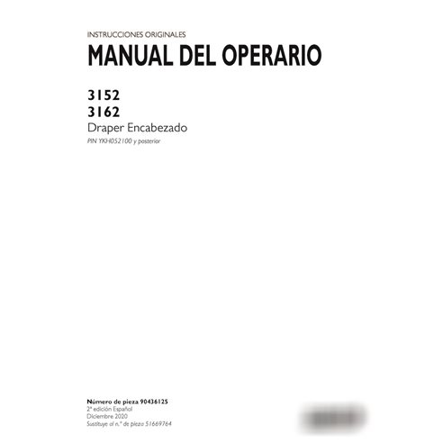 Boîtier 3152, 3162 PIN YKH052100 - Manuel d'utilisation PDF de l'en-tête Draper (90436125)