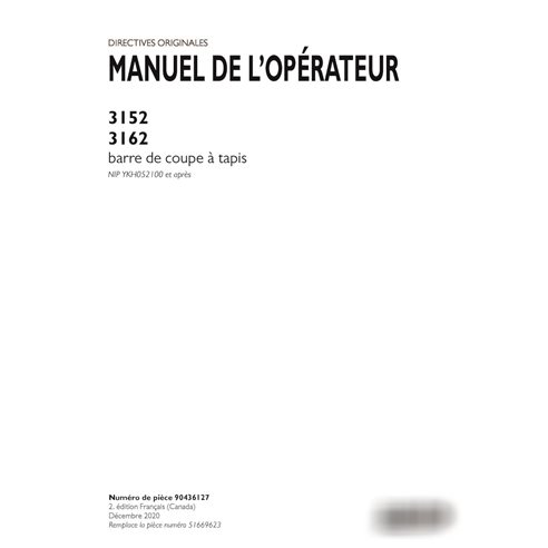 Boîtier 3152, 3162 PIN YKH052100 - Manuel d'utilisation PDF de l'en-tête Draper ES (90436127)
