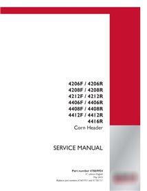 Manual de servicio en PDF de cabezales de maíz delanteros y traseros Case 4206, 4208, 4208, 4212, 4406, 4408, 4412 y 4416