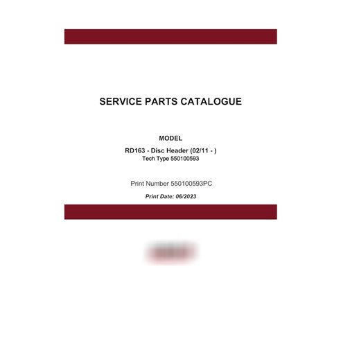 Catálogo de piezas en formato PDF del cabezal de disco Case RD163 (550100593PC)
