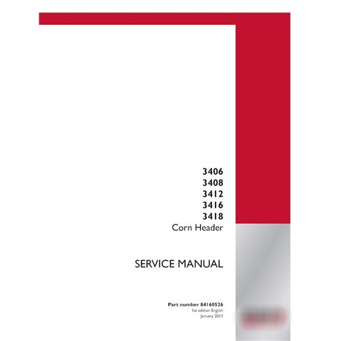 Manual de servicio en PDF de las cosechadoras de maíz Case 3406, 3408, 3412, 3416 y 3418 (84160526)