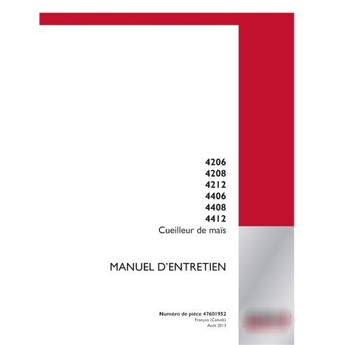 Case 4206, 4208, 4212, 4406, 4408, 4412 corn header pdf service manual  (47601952)