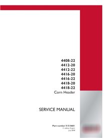Manual de serviço em PDF para cabeçote de colheita de milho Case 4408-22, 4412-20, 4412-22, 4416-20, 4416-22, 4418-20, 4418-22