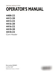 Manual do operador da plataforma de colheita de milho Case 4408-22, 4412-20, 4412-22, 4416-20, 4416-22, 4418-20, 4418-22 em PDF