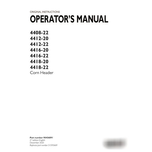 Manual del operador de cabezales de maíz Case 4408-22, 4412-20, 4412-22, 4416-20, 4416-22, 4418-20, 4418-22 (PDF) (90436091)