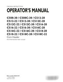 Manual del operador del cabezal de maíz Case C508-C518C (PDF) (92231419)