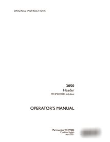 Case 3050 PIN 8*8222001- header pdf operator's manual  (90477553)
