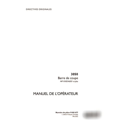 Manual do operador do cabeçalho em PDF do pino 3050 XX8246001 FR (91801677)