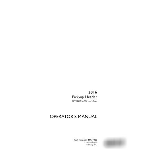 Case 3016 PIN YDS036287- pickup header pdf operator's manual  (47477353)