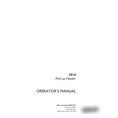 Caja 3016 PIN YDS036287 - Manual del operador del cabezal de recogida (PDF) (84551971)