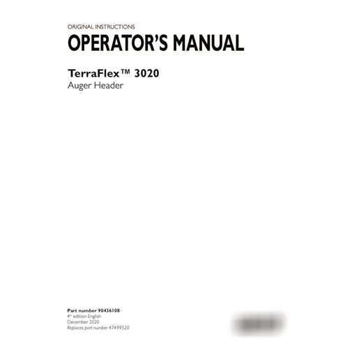 Case TerraFlex 3020 auger header pdf operator's manual  (90436108)