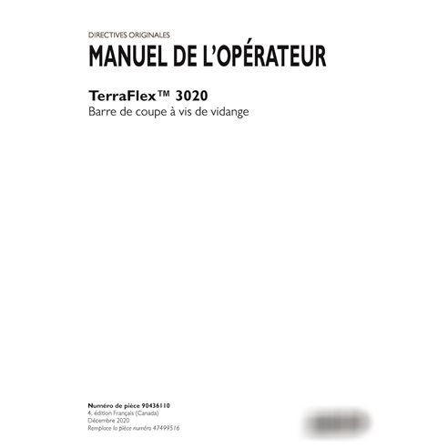 Manual do operador do cabeçote de perfuração Case TerraFlex 3020 em PDF FR (90436110)