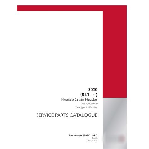 Catálogo de peças em PDF da cabeça de perfuração Case TerraFlex 3020 (550242514PC)