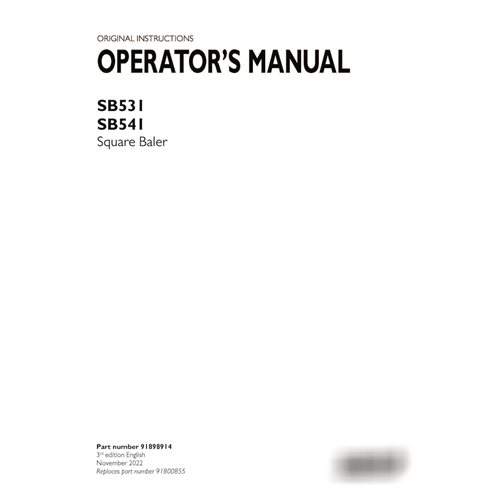 Manual del operador de la empacadora Case SB531, SB541 (PDF) (91898914)