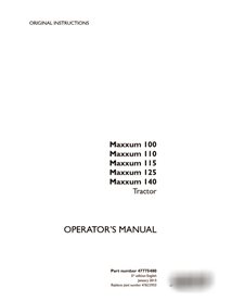 Manual del operador del tractor Case Maxxum 100, 110, 115, 125 y 140 (PDF) (47775480)