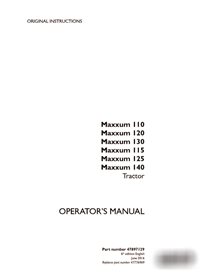 Manuel d'utilisation du tracteur Case Maxxum 110, 115, 120, 125, 130, 140 (47897129)