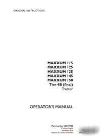 Manual del operador del tractor Case Maxxum 115, 125, 135, 145, 150 Tier 4B (PDF) (48039742)