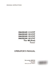 Manual do operador do trator Case Maxxum 115, 125, 135, 145 CVT Tier 4B em PDF (48057393)