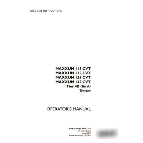 Manual del operador del tractor Case Maxxum 115, 125, 135, 145 CVT Tier 4B (PDF, 48057393)