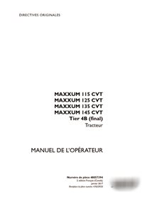 Manual del operador del tractor Case Maxxum 115, 125, 135, 145 CVT Tier 4B (PDF, FR) (48057394)