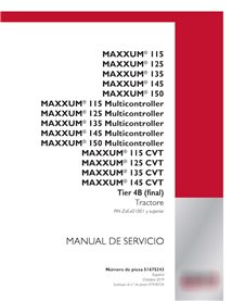 Manual de servicio del tractor Case MAXXUM 115, 125, 135, 145, 150 (CVT, Multicontroller) Tier 4B PIN ZxEx01001 (PDF) ES