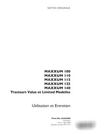 Manual del operador del tractor Case Maxxum 100, 110, 115, 125, 140 Value y Limited (PDF) FR (84264980)