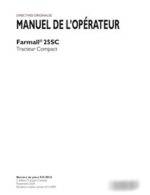 Case Farmall 25SC compact tractor pdf operator's manual FR (92318916)