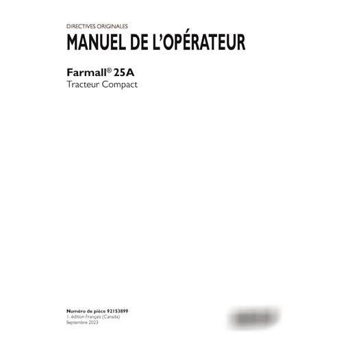 Manuel d'utilisation du tracteur compact Case Farmall 25A (PDF) FR (92153899)