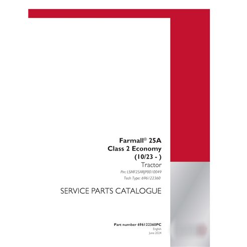 Case Farmall 25A compact tractor pdf parts catalog  (696122360PC)