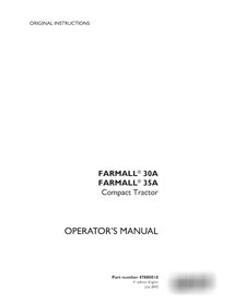 Manuel d'utilisation du tracteur compact Case Farmall 30A, 35A (pdf) (47880010)
